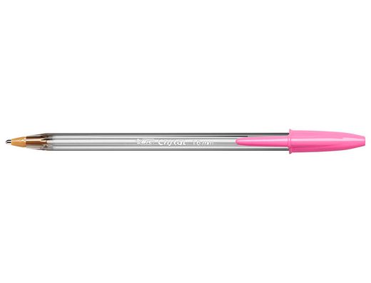BIC Bolígrafo Cristal Fun rosa. Trazo 0,6mm.Punta gruesa. Bolígrafo tinta aceite con colores de tinta fashion