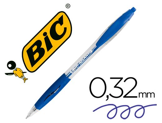 BIC Bolígrafo retractil Atlantis azul.Ancho de trazo: 0,4 mm. Diámetro de bola: 1 mm