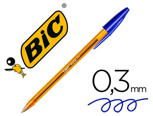 BIC Cristal Boligrafo Fine Cuerpo naranja Trazo 0.3 mm color azul