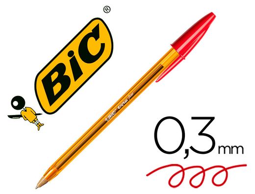 BIC Cristal Boligrafo Fine Cuerpo naranja Trazo 0.3 mm color rojo