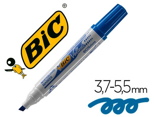 BIC VELLEDA Marcador pizarra blanca 1751 Trazo 3 - 5,5 mm Punta biselada Azul 904947