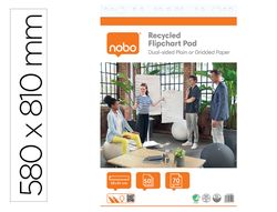 Bloc congreso nobo papel reciclado cuadriculado/liso 580x810 mm 50 hojas 70 g/m2 pack de 2 unidades
