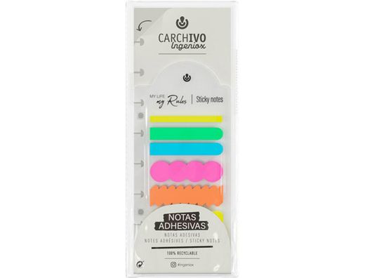 Bloc de notas adhesivas carchivo ingeniox irregular colores neon