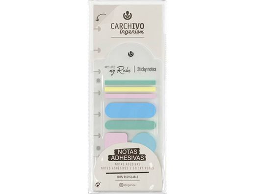 Bloc de notas adhesivas carchivo ingeniox irregular colores pastel