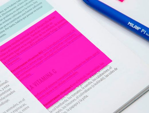 Bloc de notas adhesivas quita y pon milan 76x76 mm removible plastico translucido rosa fluor 50
