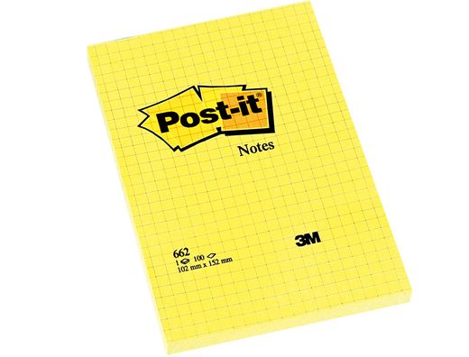 Bloc de Notas Adhesivas Quita y Pon Post-It 102X152 mm Cuadriculado -662-