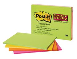 Bloc de Notas Adhesivas Quita y Pon Post-It Super Sticky 149X98 mm con 45 Hojas Pack de 4 Unidades Colores Neon