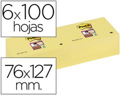 Bloc de Notas Adhesivas Quita y Pon Post-It Super Sticky 76X127 mm con 12 Bloc Amarillo Canario