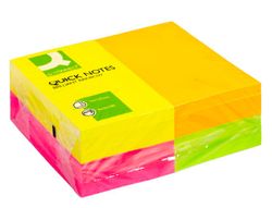 Bloc de Notas Adhesivas Quita y Pon Q-Connect 125X75 mm con 80 Hojas Fluorescentes Pack de 12 -Surtidas en 4 Colores