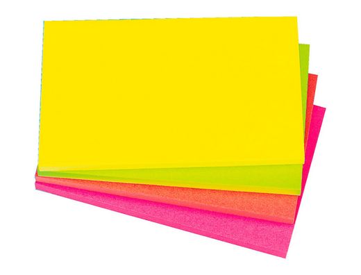 Bloc de Notas Adhesivas Quita y Pon Q-Connect 125X75 mm con 80 Hojas Fluorescentes Pack de 12 -Surtidas en 4 Colores