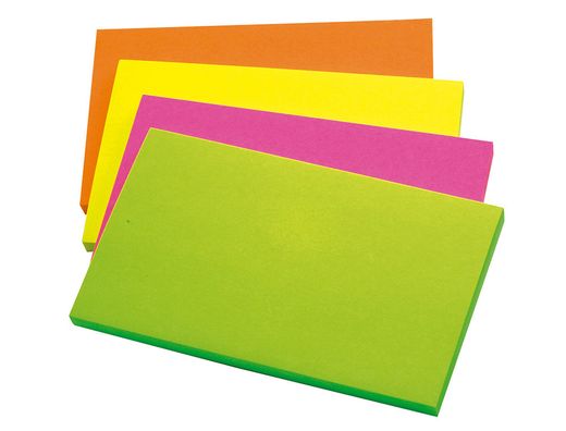 Bloc de Notas Adhesivas Quita y Pon Q-Connect 125X75 mm con 80 Hojas Fluorescentes Pack de 12 -Surtidas en 4 Colores