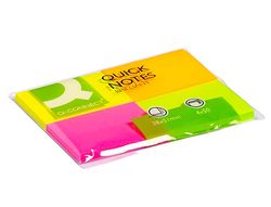 Bloc de Notas Adhesivas Quita y Pon Q-Connect 40X50 mm con 50 Hojas Fluorescentes Pack de 4 Unidades