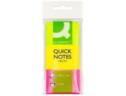 Bloc de Notas Adhesivas Quita y Pon Q-Connect 40X50 mm Neon Pack de 3 Unidades con 50 Hojas Por Color
