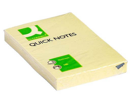 Bloc de Notas Adhesivas Quita y Pon Q-Connect 50X75 mm con 100 Hojas