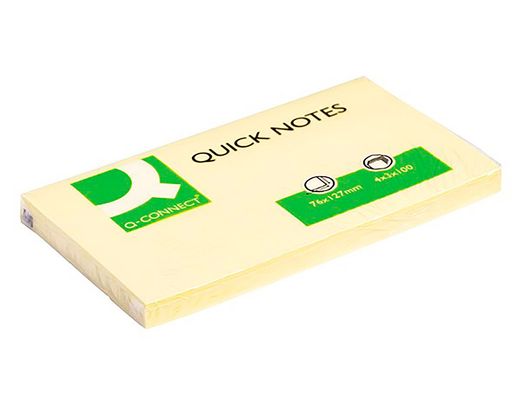 Bloc de Notas Adhesivas Quita y Pon Q-Connect 75X125 mm con 100 Hojas