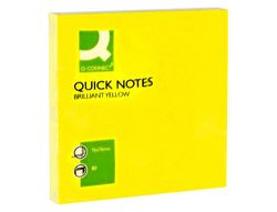 Bloc de Notas Adhesivas Quita y Pon Q-Connect 75X75 mm Amarillo Neon 80 Hojas