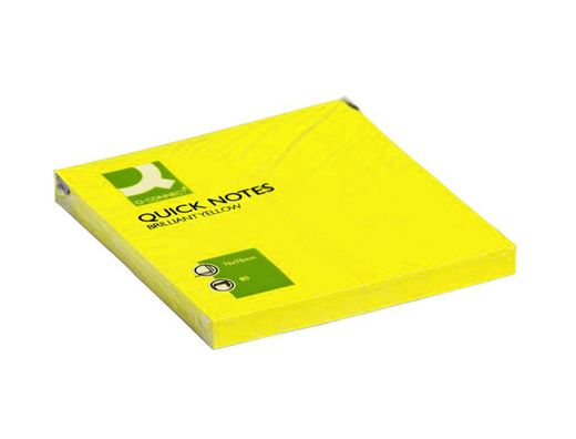 Bloc de Notas Adhesivas Quita y Pon Q-Connect 75X75 mm Amarillo Neon 80 Hojas