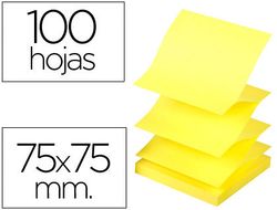 Bloc de Notas Adhesivas Quita y Pon Q-Connect 75X75 mm Amarillo Neon Zig-Zag