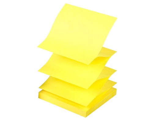 Bloc de Notas Adhesivas Quita y Pon Q-Connect 75X75 mm Amarillo Neon Zig-Zag