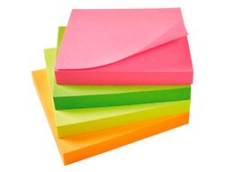 Bloc de Notas Adhesivas Quita y Pon Q-Connect 75X75 mm con 80 Hojas Fluorescentes Pack de 12 Surtidas en 4 Colores