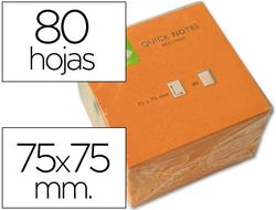 Bloc de Notas Adhesivas Quita y Pon Q-Connect 75X75 mm Naranja Neon 80 Hojas