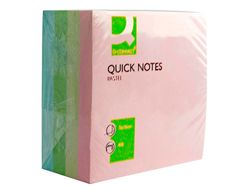 Bloc de Notas Adhesivas Quita y Pon Q-Connect 75X75 mm Pastel con 400 Hojas