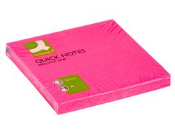 Bloc de Notas Adhesivas Quita y Pon Q-Connect 75X75 mm Rosa Neon 80 Hojas