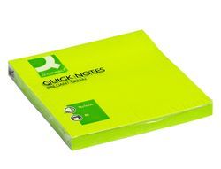 Bloc de Notas Adhesivas Quita y Pon Q-Connect 75X75 mm Verde Neon 80 Hojas