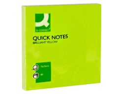 Bloc de Notas Adhesivas Quita y Pon Q-Connect 75X75 mm Verde Neon 80 Hojas
