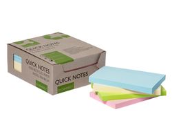 Bloc de notas adhesivas quita y pon q-connect 76x127 mm 100% papel reciclado colores pasteles en caja de carton