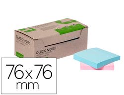 Bloc de notas adhesivas quita y pon q-connect 76x76 mm 100% papel reciclado colores pasteles en caja de carton