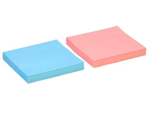 Bloc de notas adhesivas quita y pon q-connect 76x76 mm 100% papel reciclado colores pasteles en caja de carton