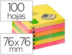 Bloc de notas adhesivas quita y pon q-connect 76x76 mm colores neon surtidos zig-zag