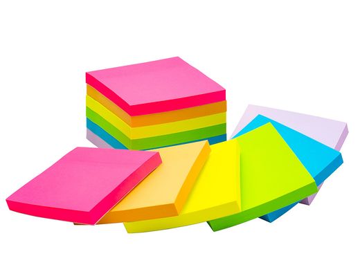 Bloc de notas adhesivas quita y pon q-connect 76x76 mm fsc colores neon y pastel surtidos