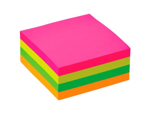 Bloc de notas adhesivas quita y pon q-connect 76x76 mm fsc fluorescente con 400 hojas