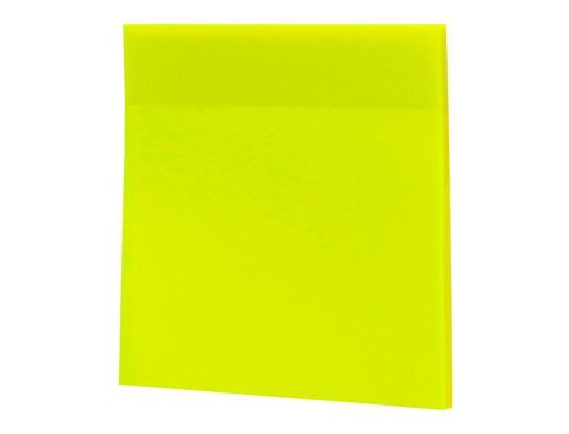 Bloc de notas adhesivas quita y pon q-connect 76x76 mm removible plastico translucido amarillo neon con 50 hojas