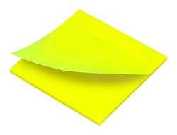 Bloc de notas adhesivas quita y pon q-connect 76x76 mm removible plastico translucido amarillo neon con 50 hojas