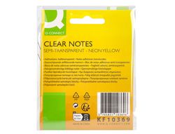 Bloc de notas adhesivas quita y pon q-connect 76x76 mm removible plastico translucido amarillo neon con 50 hojas