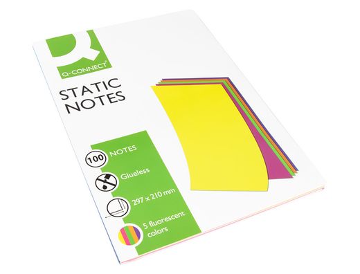 Bloc de notas magneticas quita y pon q-connect 210x297 mm 100 hojas 5 colores fluorescentes