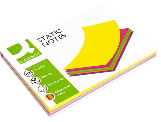 Bloc de notas magneticas quita y pon q-connect 70x100 mm 100 hojas 5 colores fluorescentes
