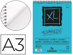 Bloc Dibujo Acuarela Canson Xl Aquarelle Grano Fino Din A3 Microperforado Espiral 29,7X42 cm 30 Hojas 300 Gr
