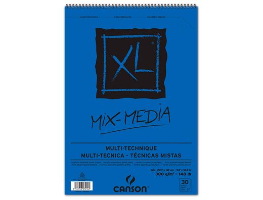 Bloc Dibujo Acuarela Canson Xl Mix Media Grano Medio Din A3 Microperforado Espiral 29,7X42Cm 30 Hojas 300 Gr