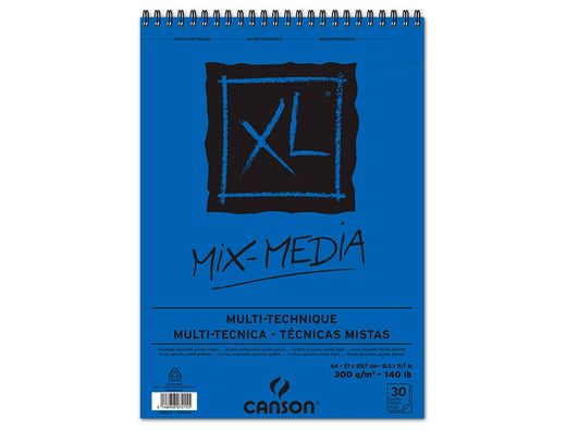 Bloc Dibujo Acuarela Canson Xl Mix Media Grano Medio Din A4 Microperforado Espiral 21X29,7 cm 30 Hojas 300 Gr
