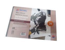Bloc dibujo acuarela michel espiral din a3 con papel cristal intercalado 20 hojas 200 gr 297x420 mm