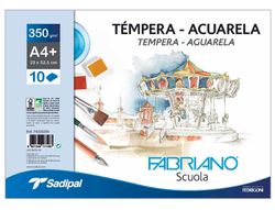 Bloc dibujo acuarela sadipal fabriano encolado DIN A4+ 10 hojas 350 g/m2 grano suave