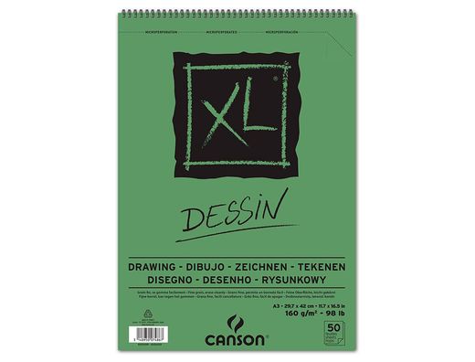 Bloc Dibujo Canson Xl Dessin Din A3 Liso Microperforado Espiral 29,7X42 cm 50 Hojas 160 Gr