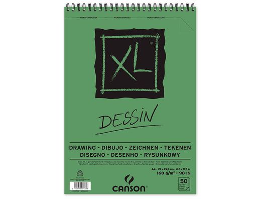 Bloc Dibujo Canson Xl Dessin Din A4 Liso Microperforado Espiral 21X29,7 cm 50 Hojas 160 Gr