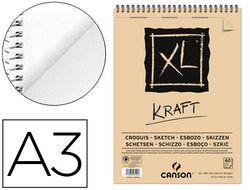 Bloc Dibujo Esbozo Canson Xl Kraft Din A3 Kraft Rayado Beige Espiral 29,7X42 cm 60 Hojas 90 Gr