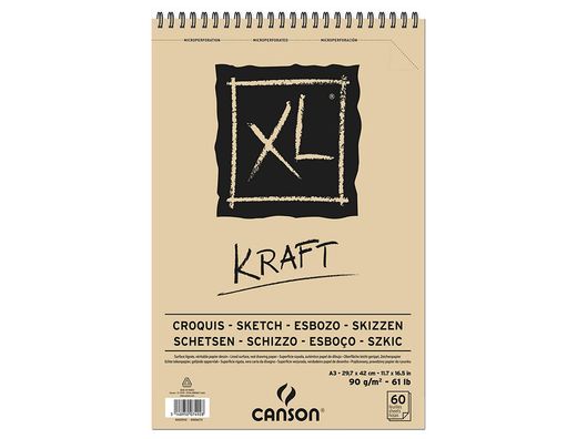 Bloc Dibujo Esbozo Canson Xl Kraft Din A3 Kraft Rayado Beige Espiral 29,7X42 cm 60 Hojas 90 Gr