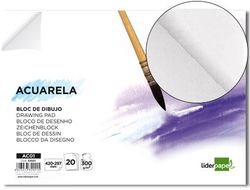 Bloc Dibujo Liderpapel Acuarela Encolado 210X297Mm 20 Hojas 300G/M2 Sin Recuadro